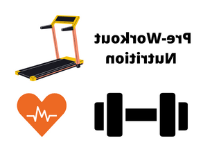 运动前营养. 跑步机，哑铃和活跃的心脏的剪贴画
